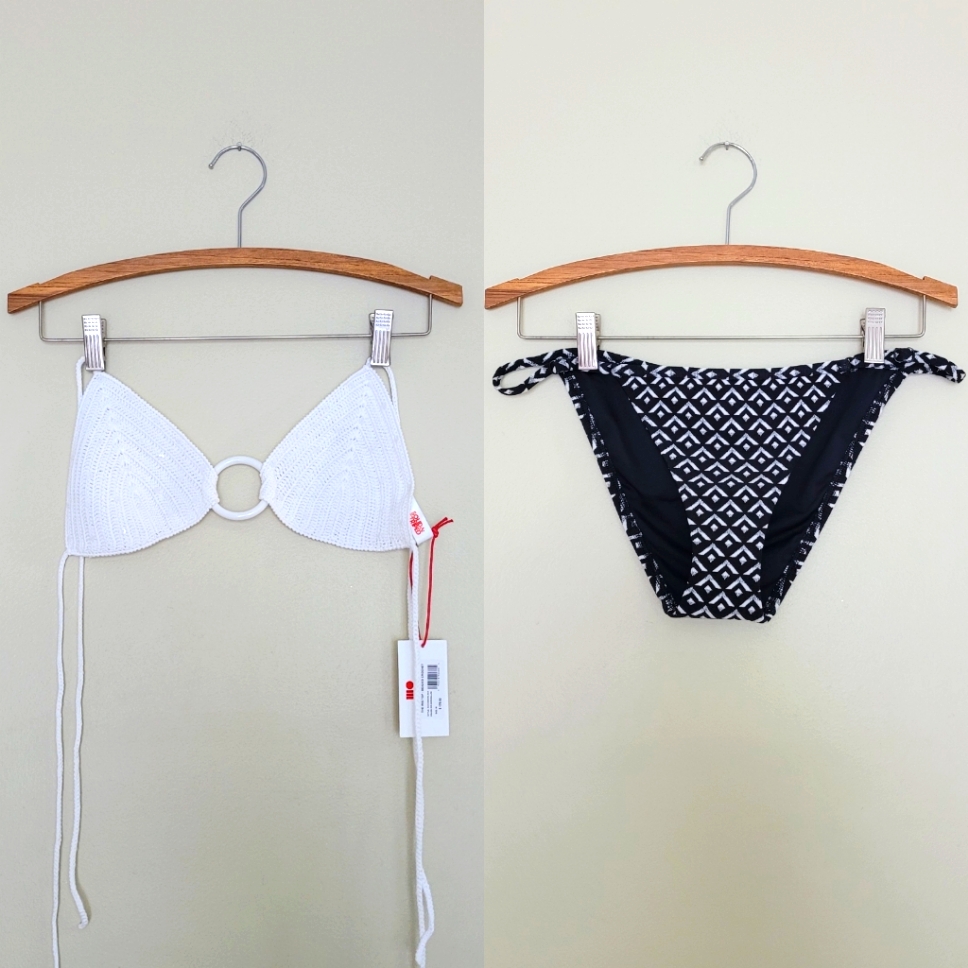 Solid & Striped 2 Piece Bathing Suit Size M